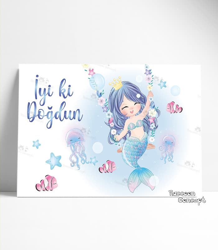 Deniz Kızı Temalı Doğum Günü Afişi