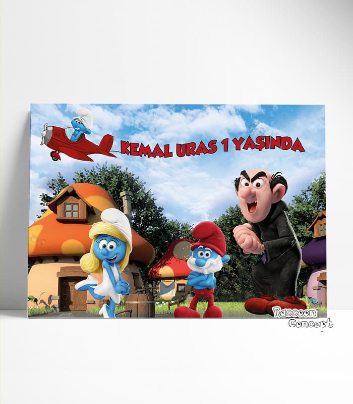 Şirinler Temalı Doğum Günü Afişi