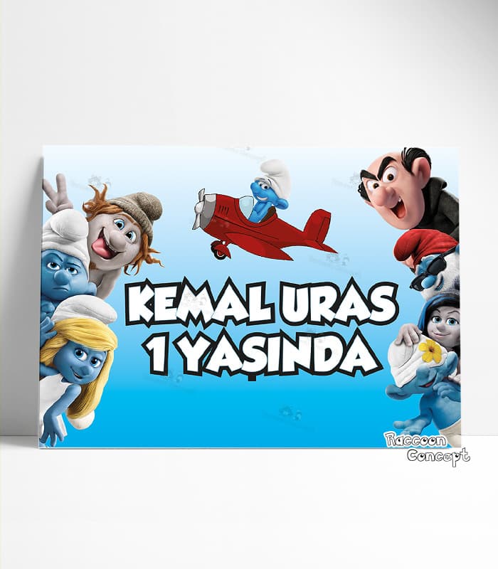 Şirinler Temalı Doğum Günü Afişi