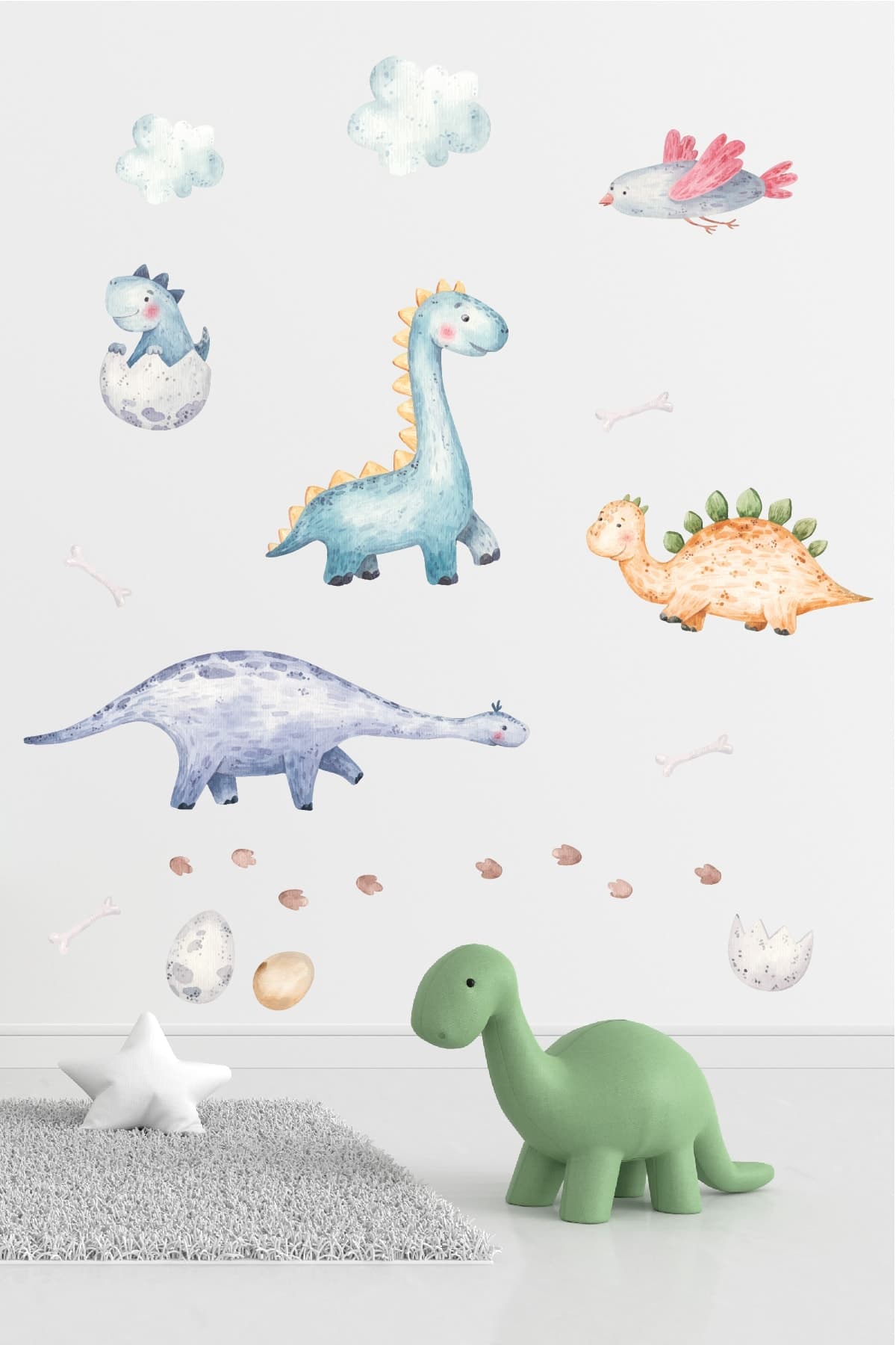 Dinozor Temalı Çocuk Odası Duvar Sticker Seti