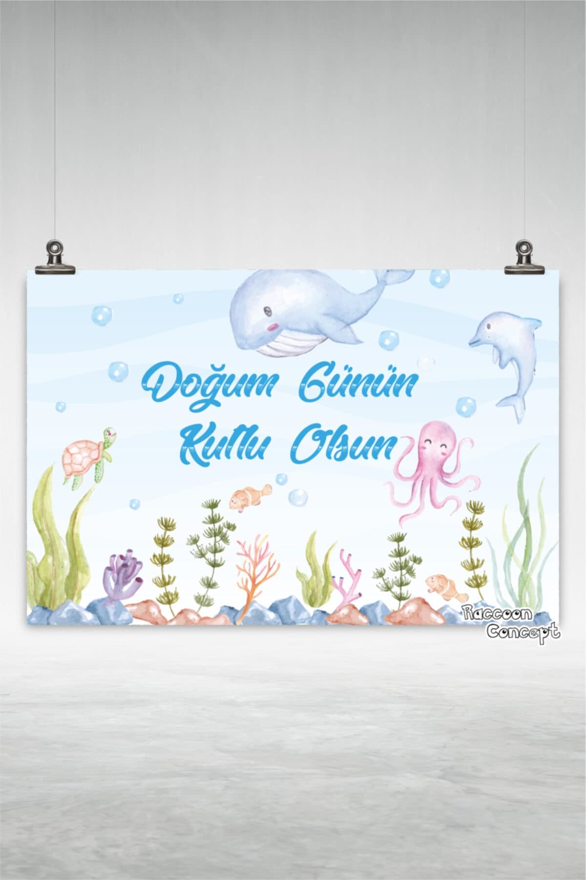 Okyanus Temalı Doğum Günü Afişi