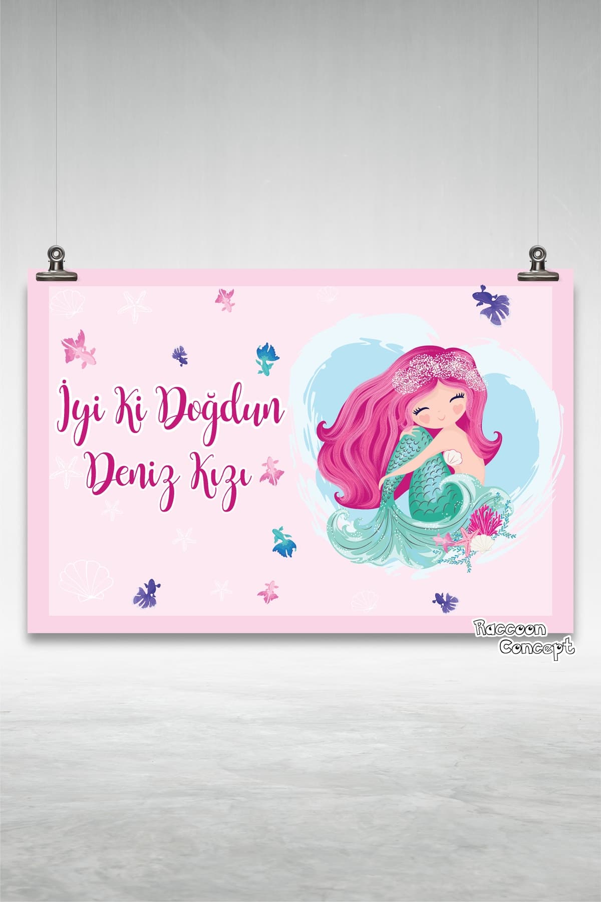 Sevimli Deniz Kızı Doğum Günü Afişi