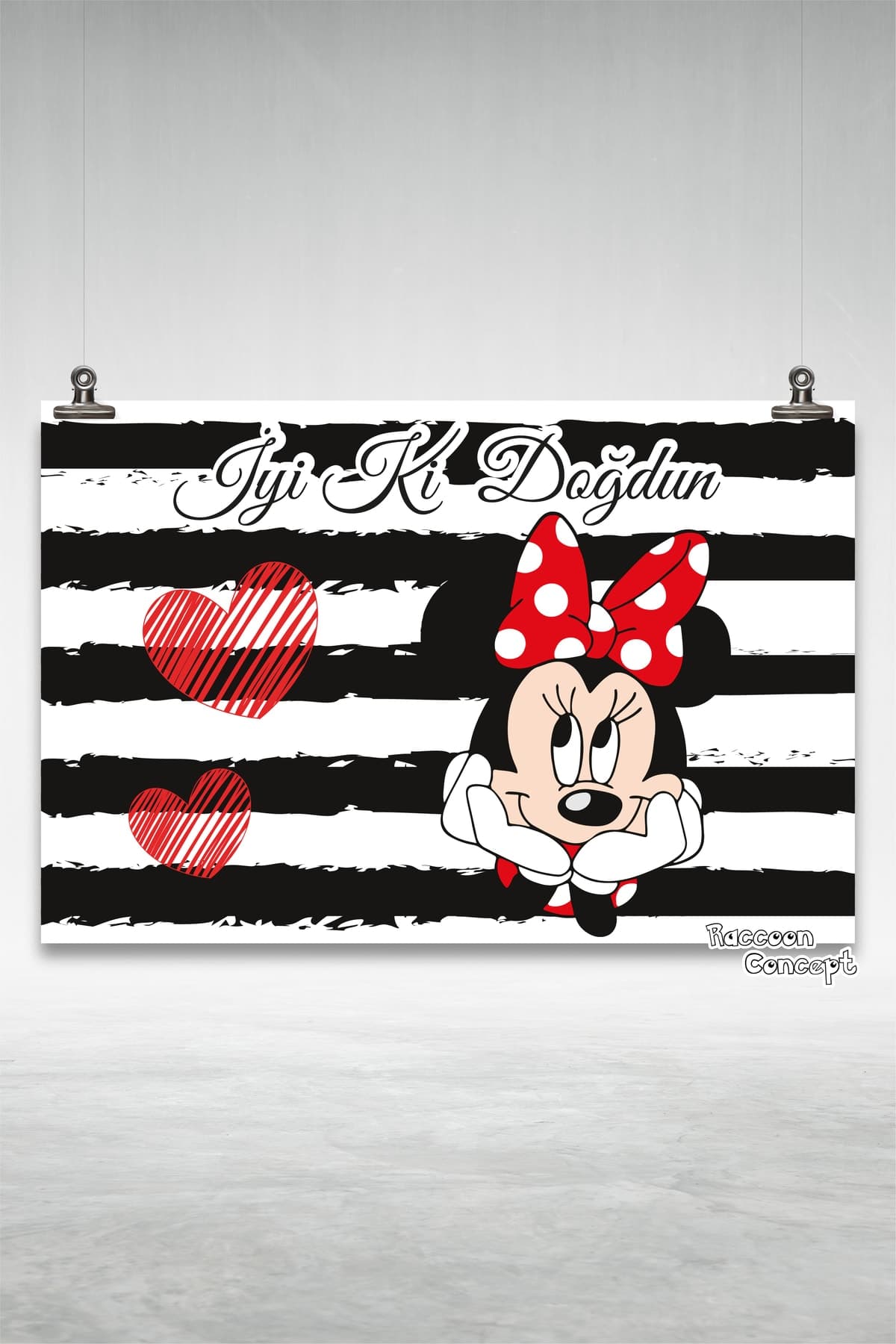 Minnie Mouse Konsepti Doğum Günü Afişi