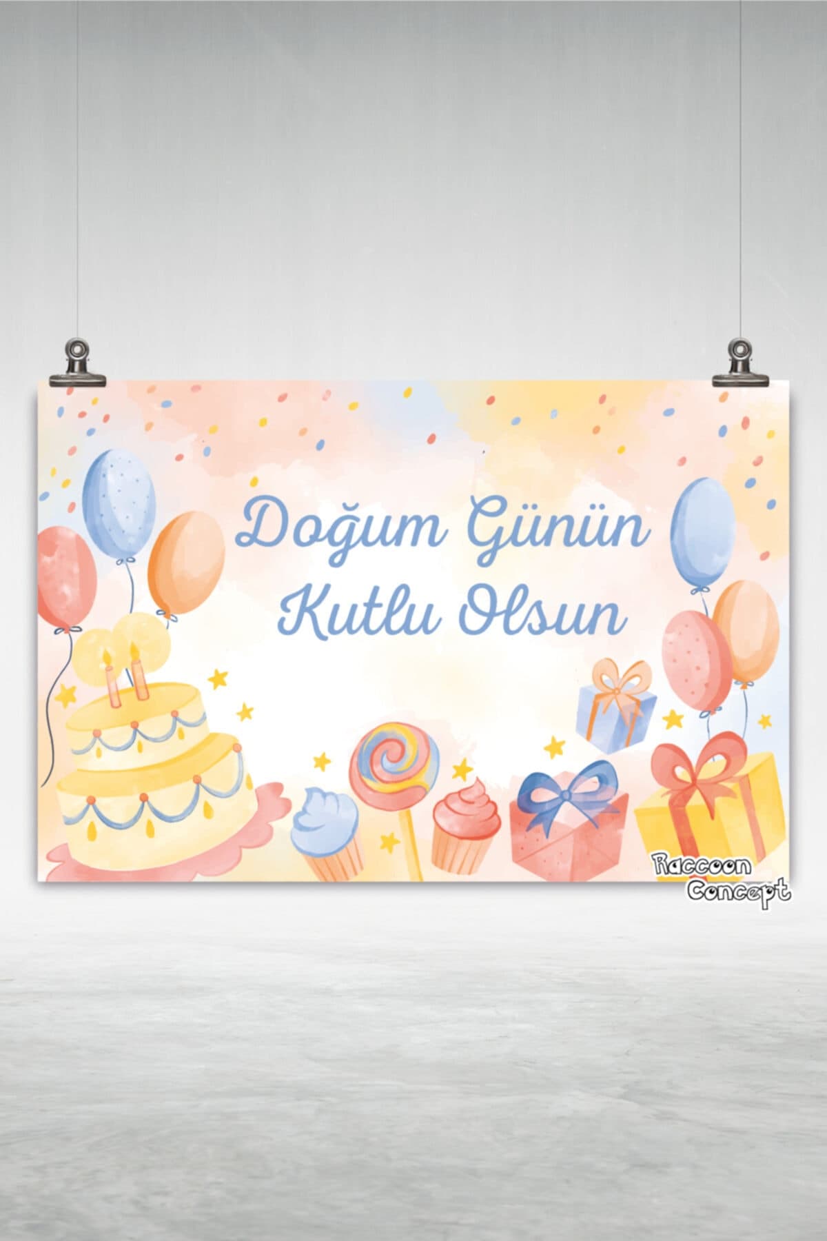 Sulu Boya Konsepti Doğum Günü Afişi