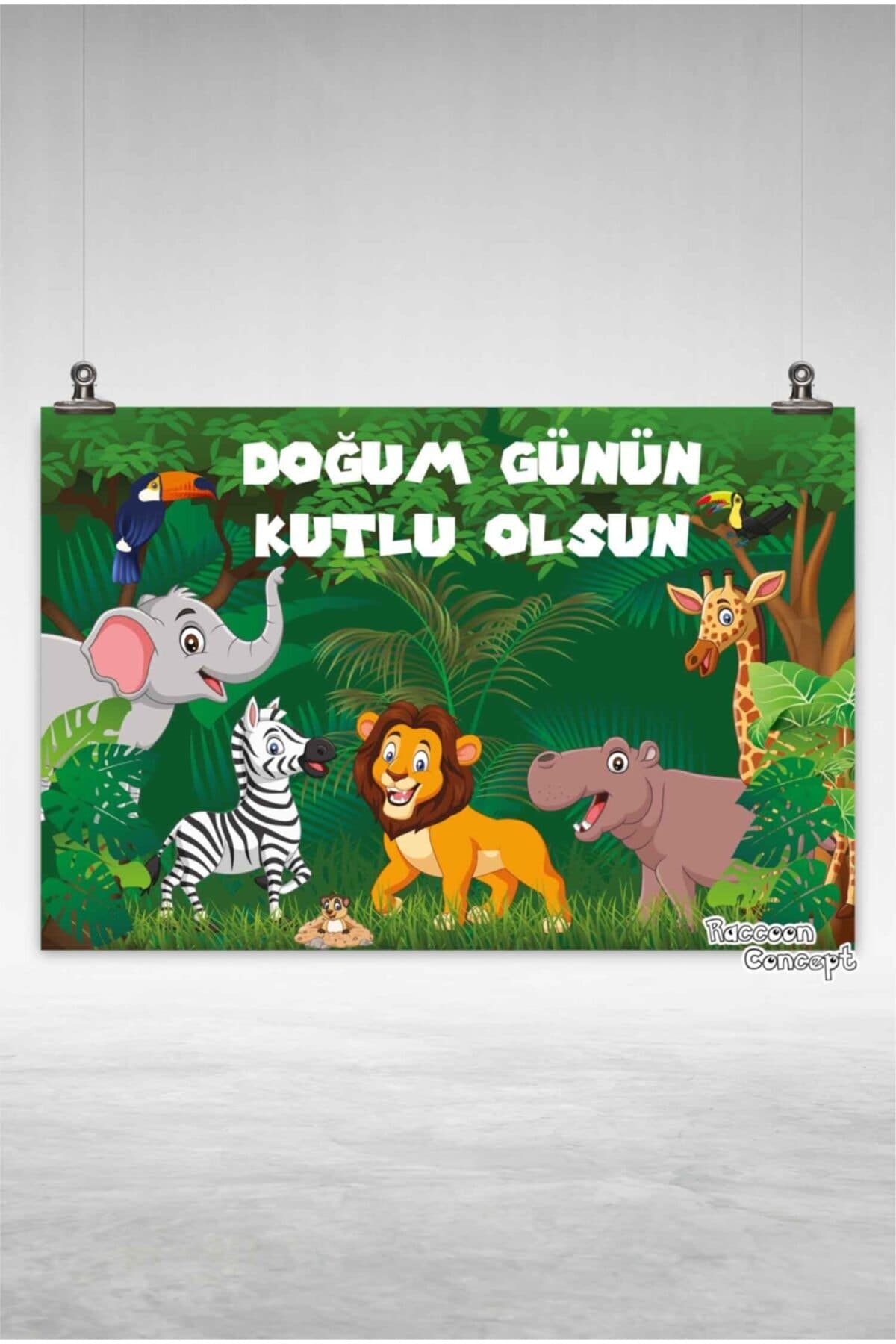 Safari Konsepti Doğum Günü Afişi