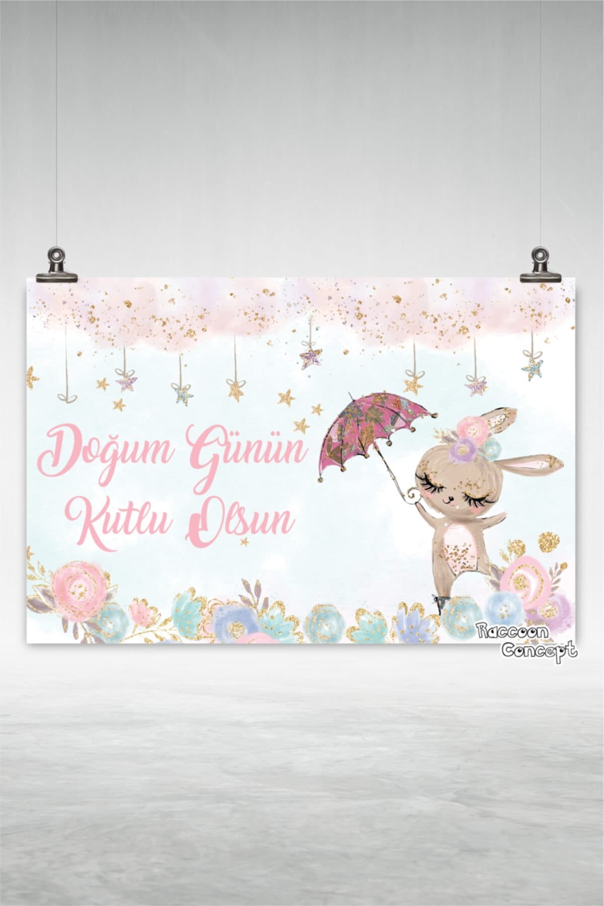 Tavşan Konsepti Doğum Günü Afişi