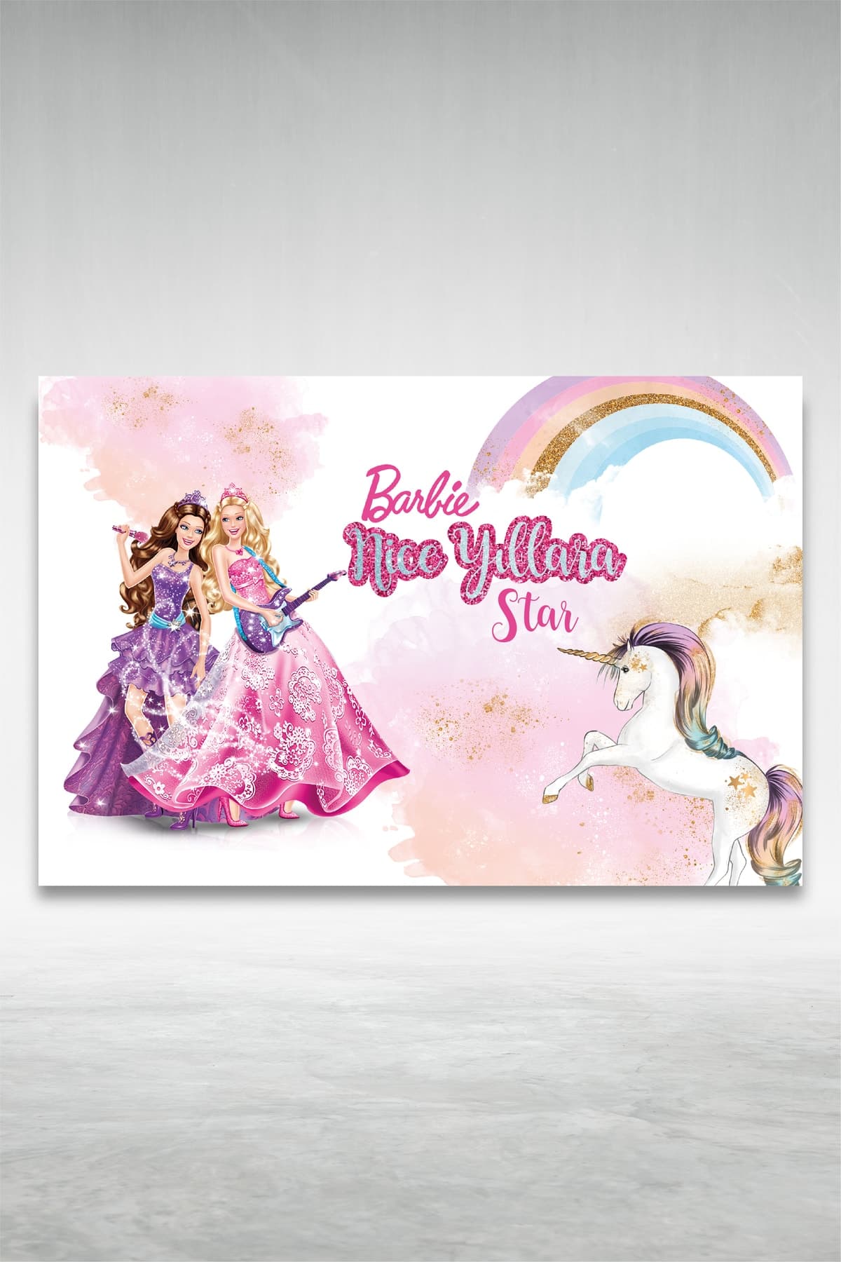 Barbie ve Unicorn Doğum Günü Afişi