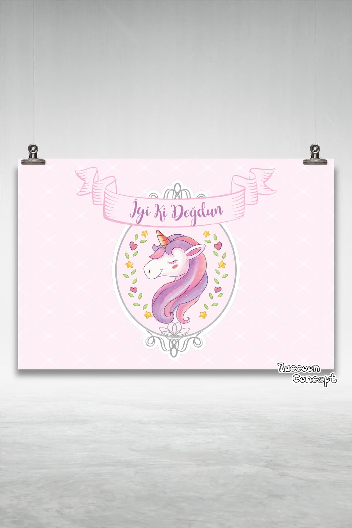 Unicorn Temalı Doğum Günü Afişi 2