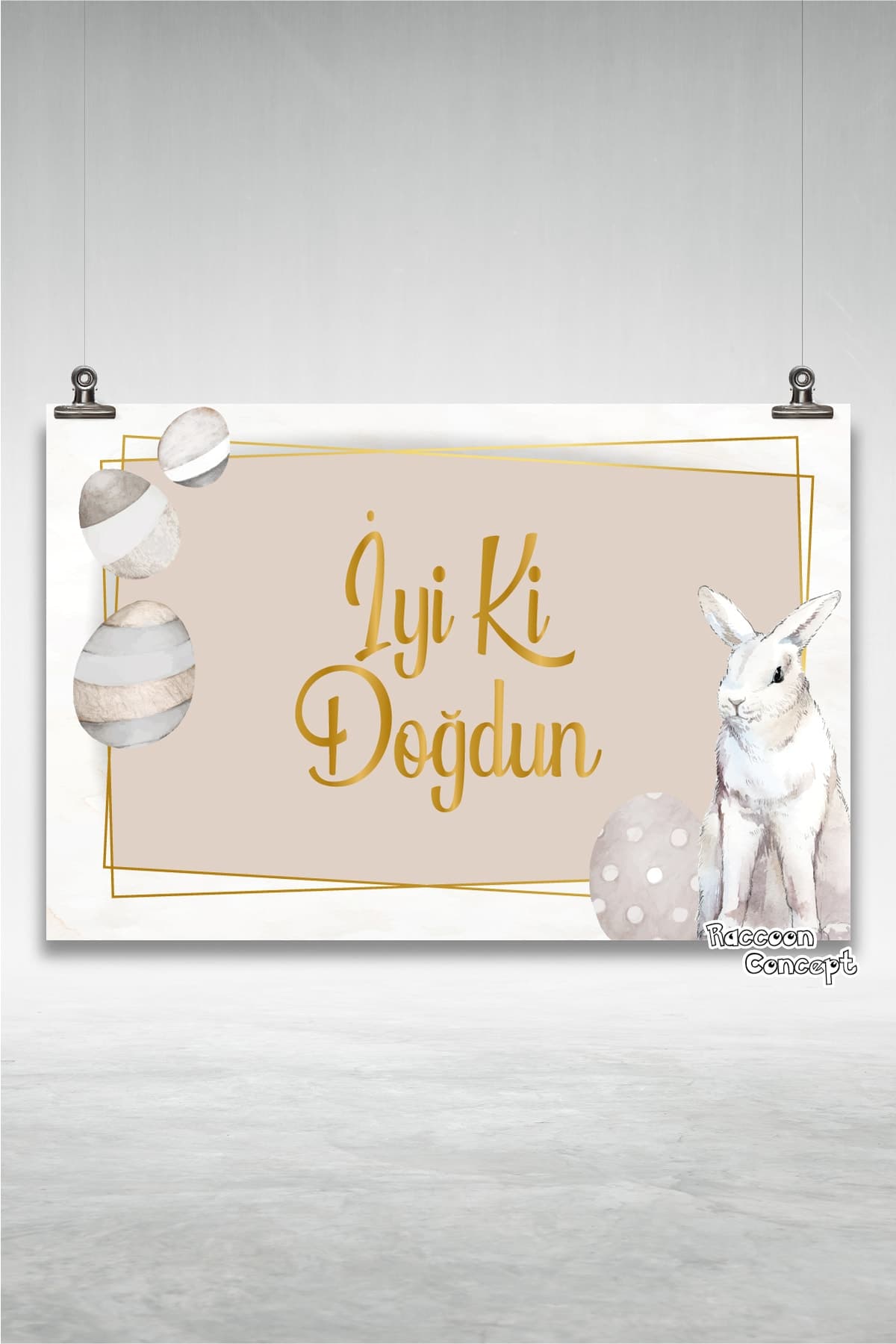 Tavşan Temalı Doğum Günü Afişi 3