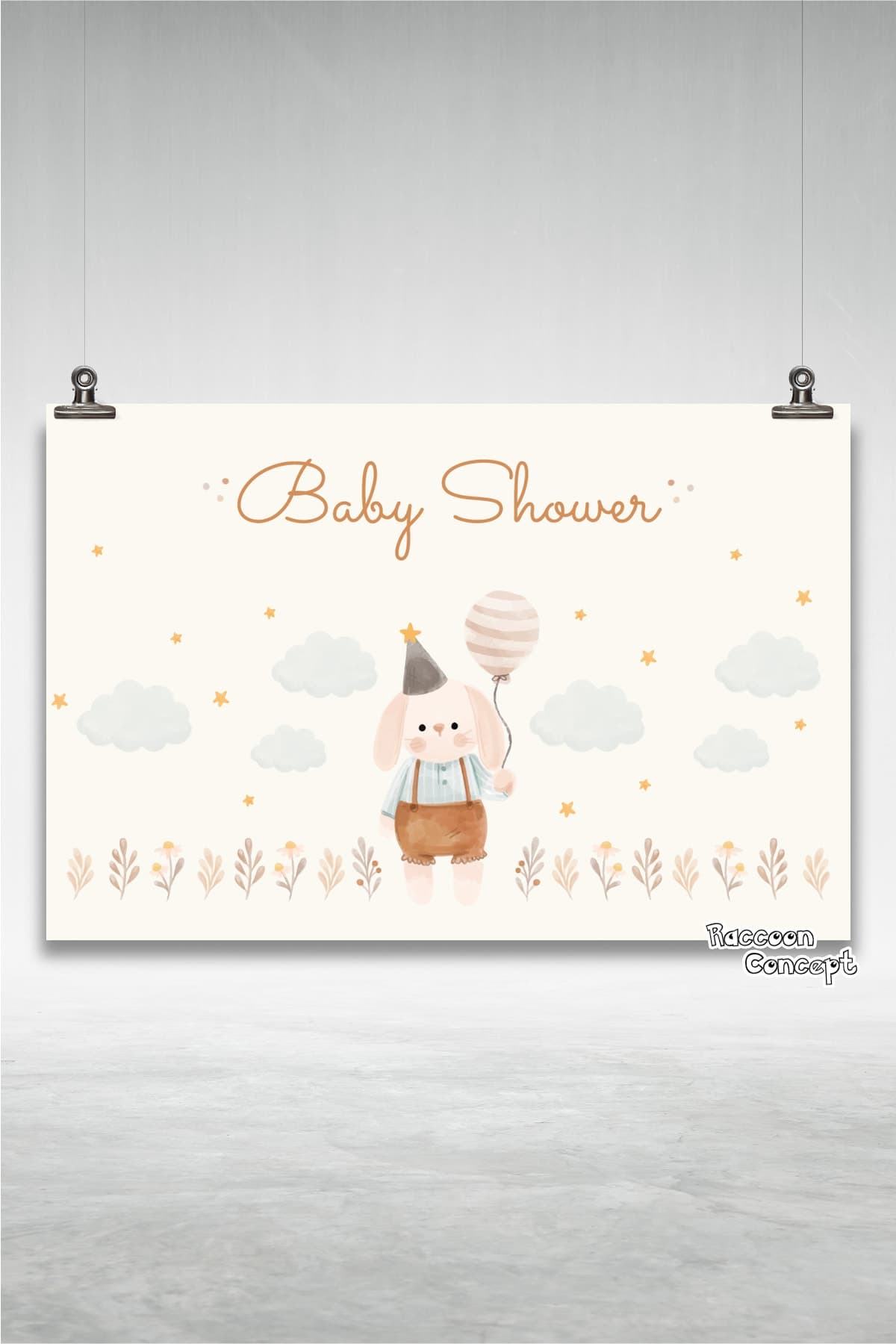 Tavşan Temalı Baby Shower Afişi