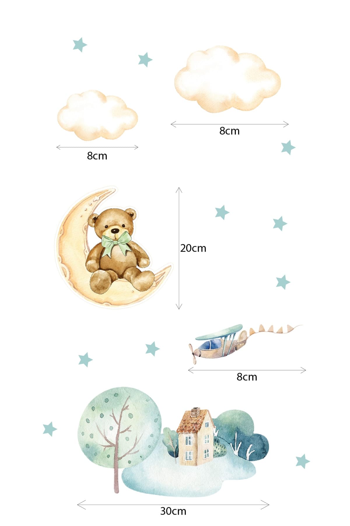 Ayıcık Temalı Çocuk Bebek Odası Sticker Seti 4 — görsel 2