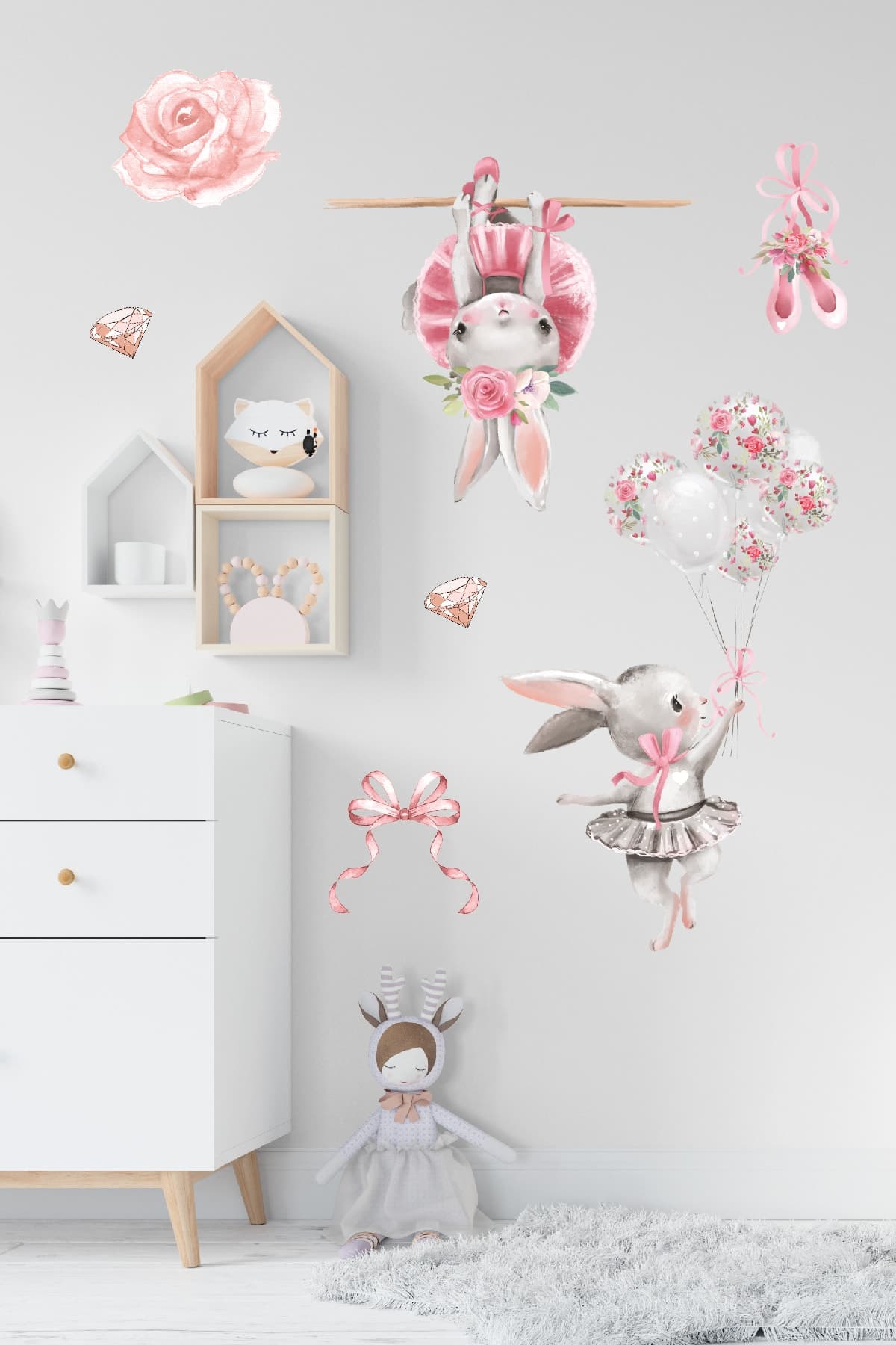 Tavşan Temalı Çocuk Bebek Odası Sticker Seti