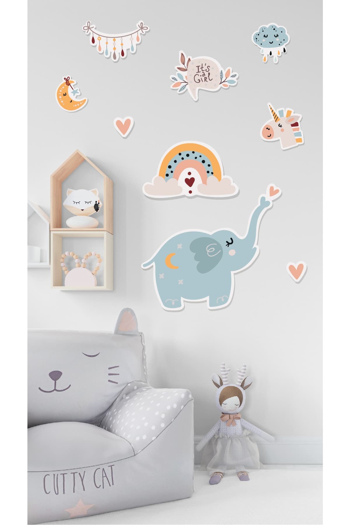 Fil Temalı Çocuk Bebek Odası Sticker Seti