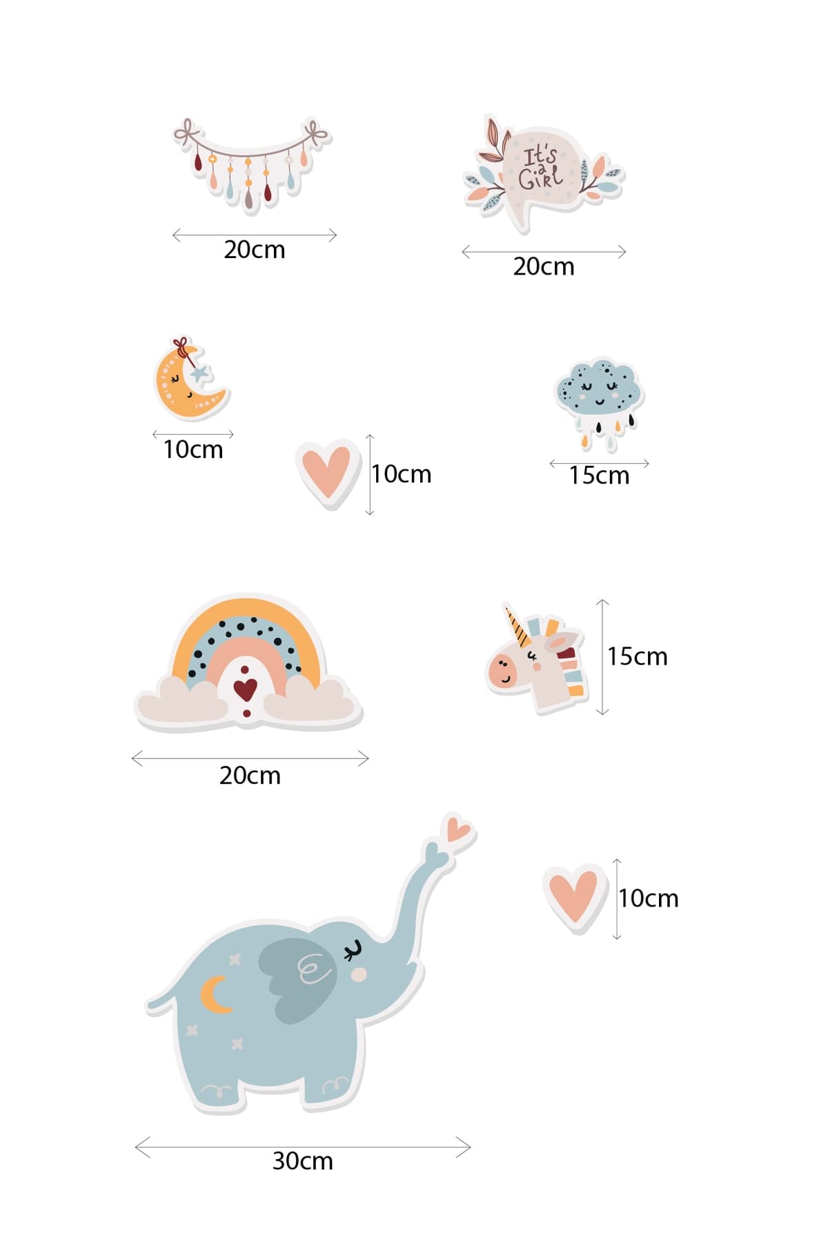 Fil Temalı Çocuk Bebek Odası Sticker Seti — görsel 2