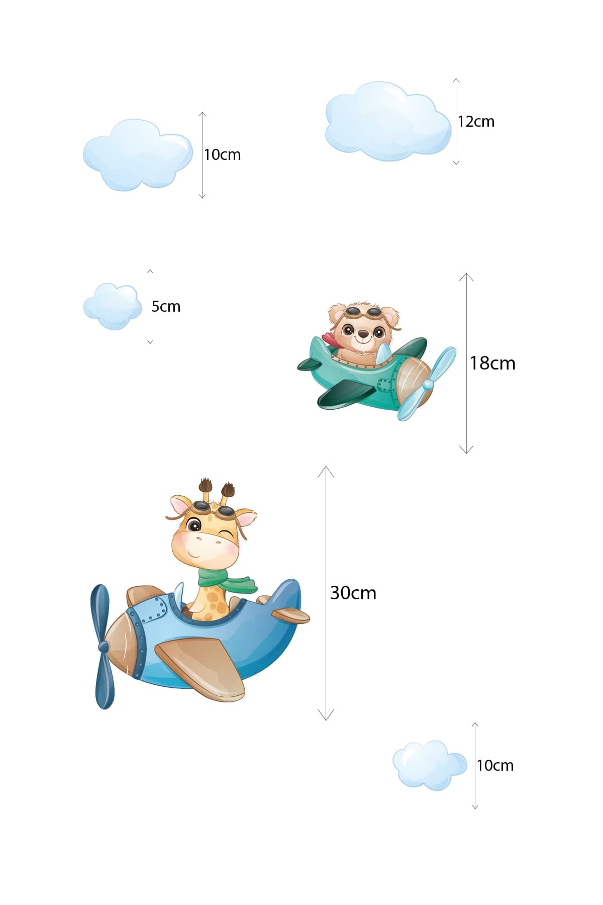 Uçak Temalı Çocuk Bebek Odası Sticker Seti — görsel 2