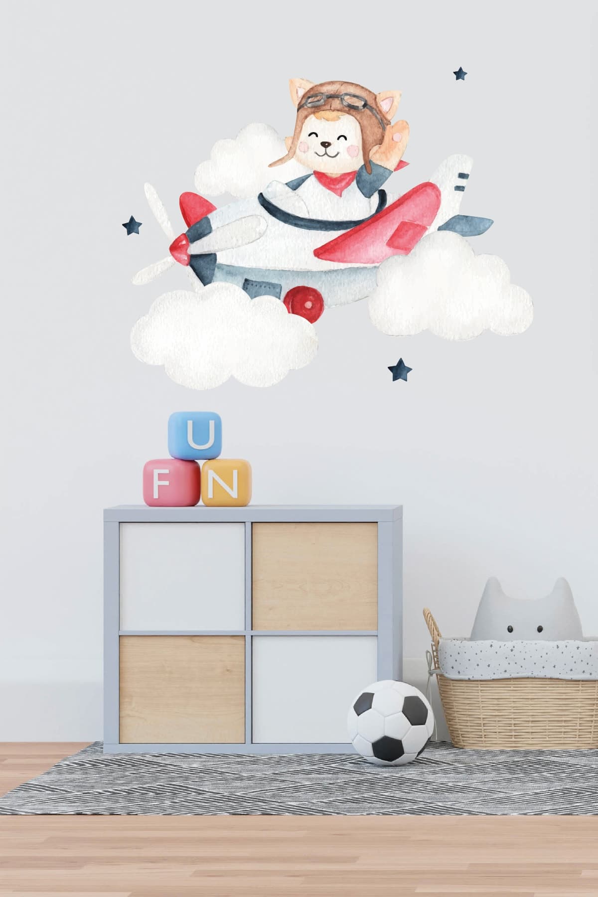 Uçak Temalı Çocuk Bebek Odası Sticker Seti 2
