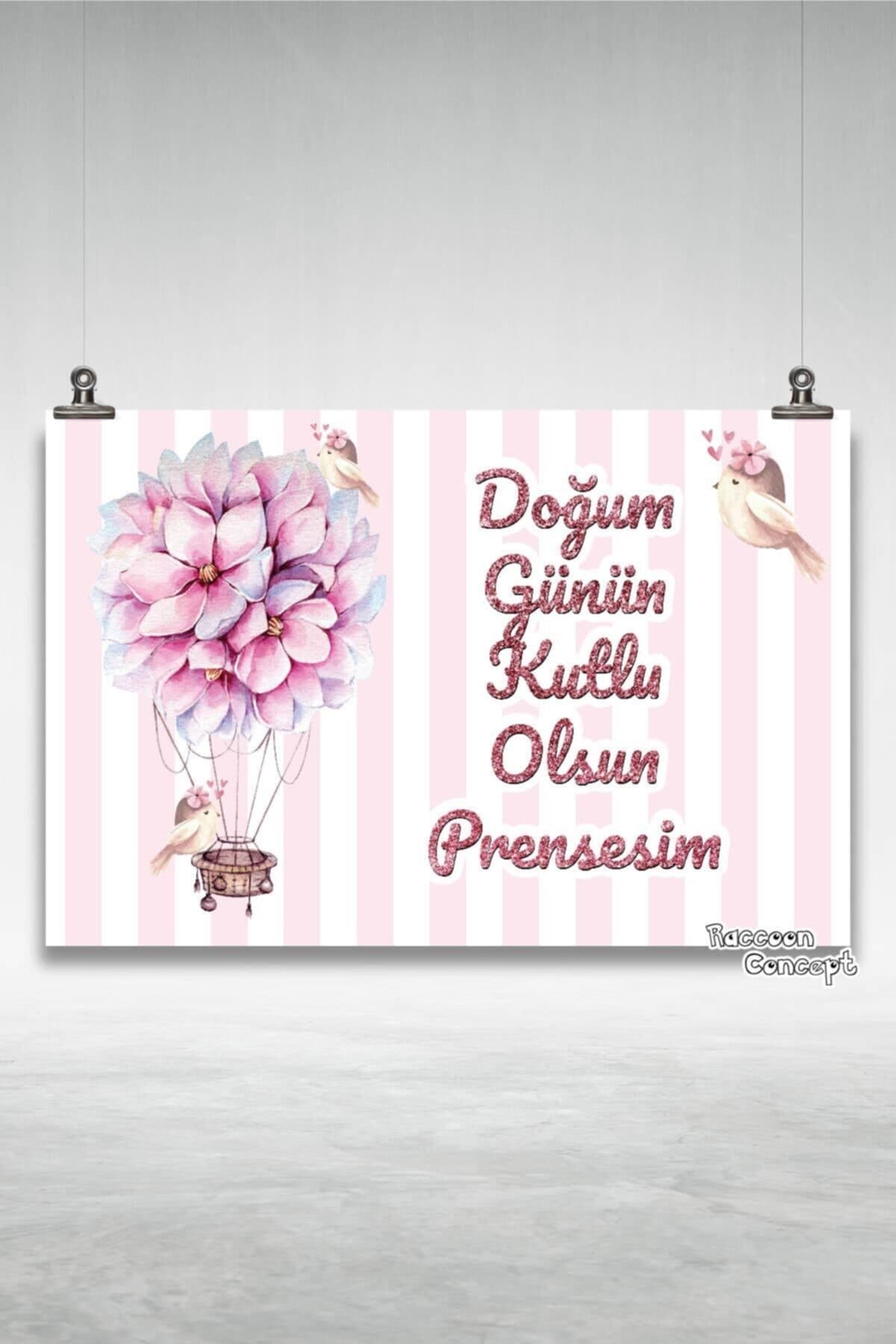 Çiçekler ve Kuş Doğum Günü Afişi