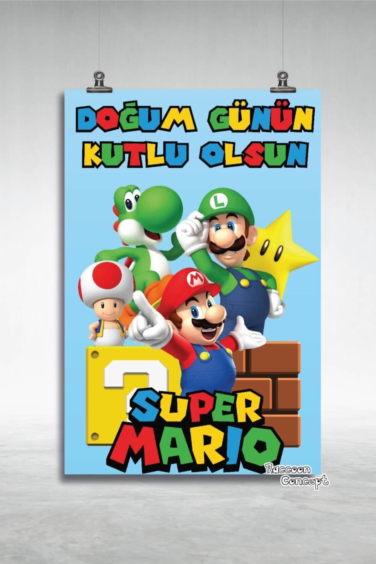 Super Mario Temalı Doğum Günü Afişi
