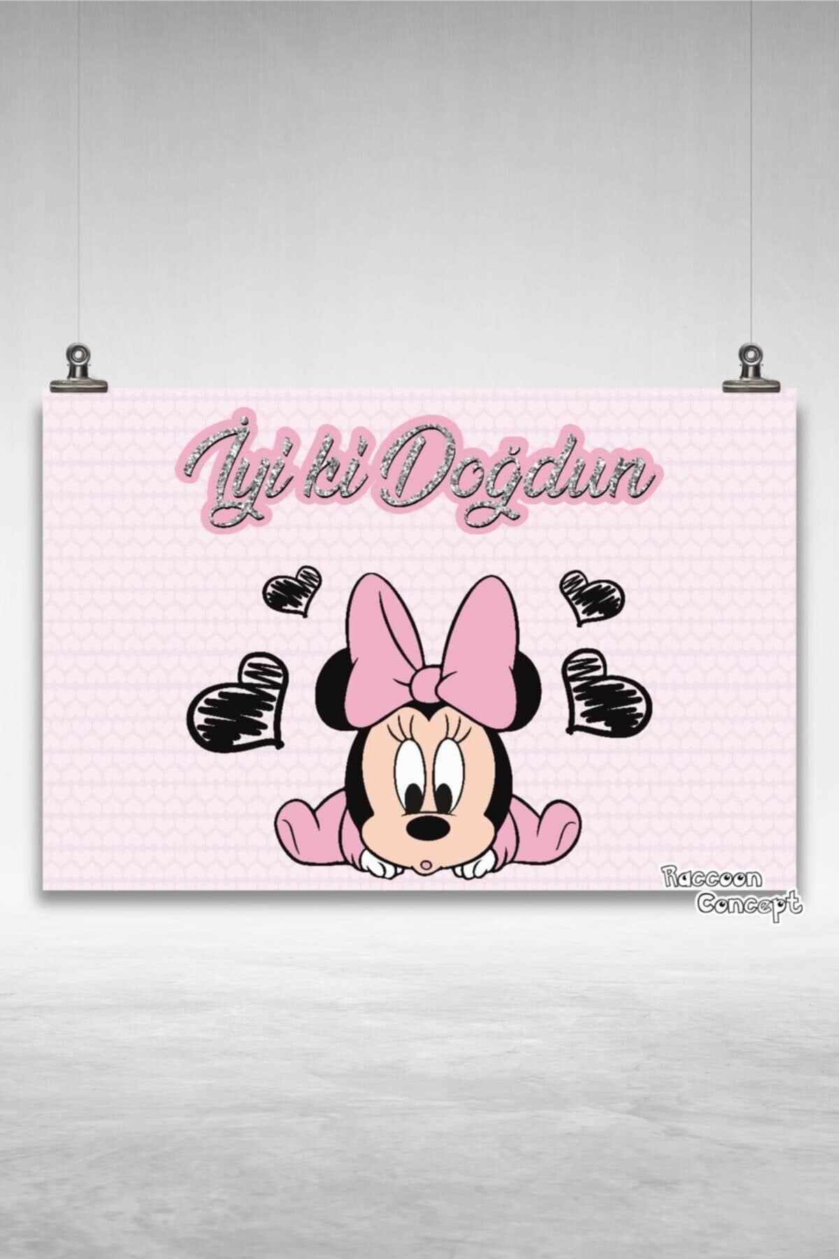 Minnie Mouse Temalı Doğum Günü Afişi
