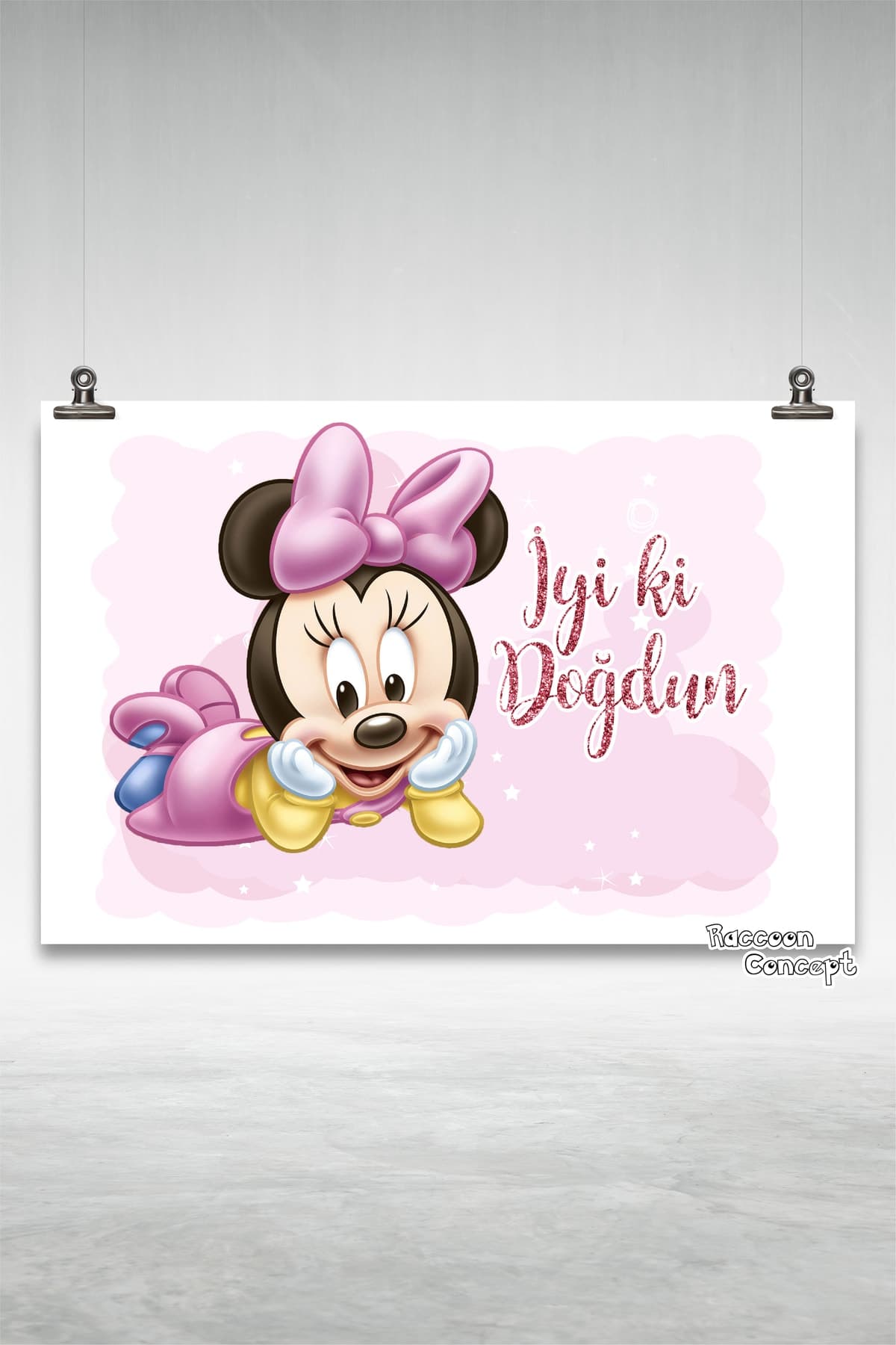 Baby Minnie Mouse Temalı Doğum Günü Afişi 3