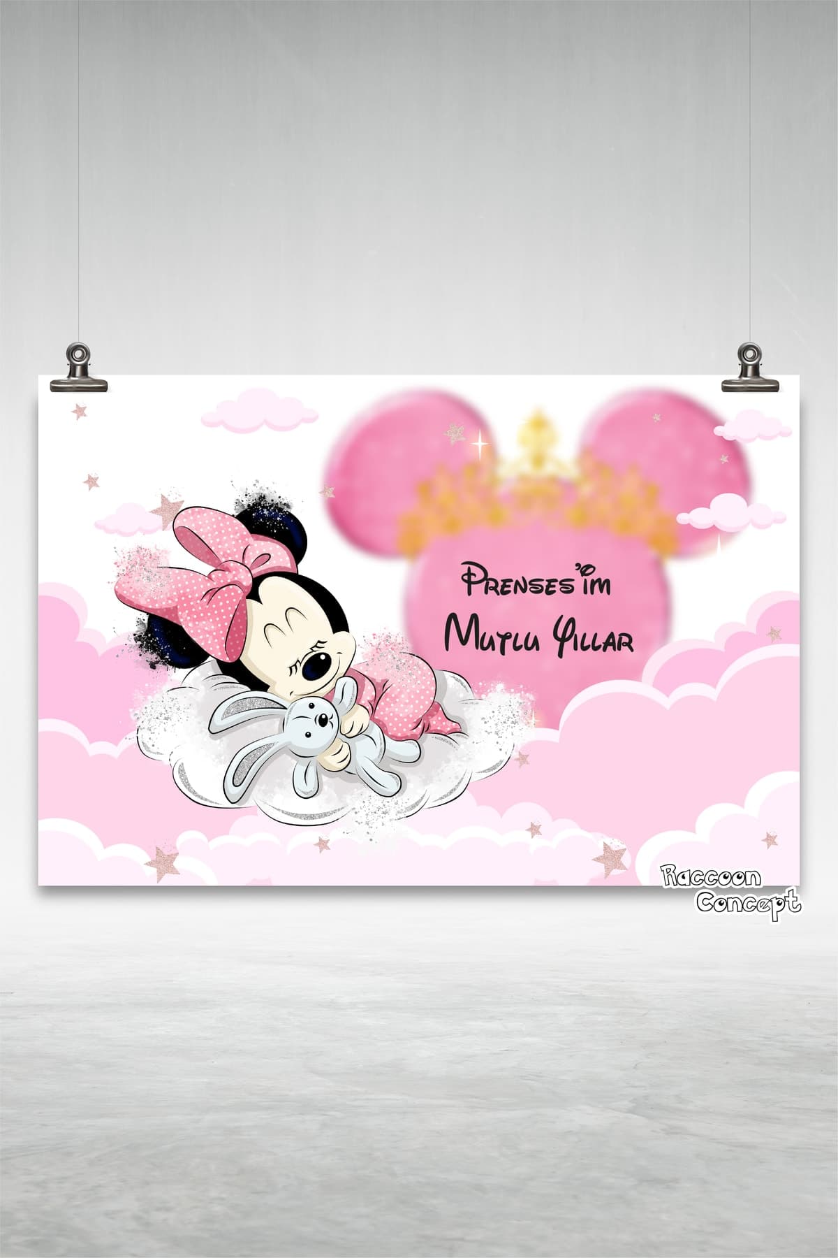 Baby Minnie Mouse Temalı Doğum Günü Afişi