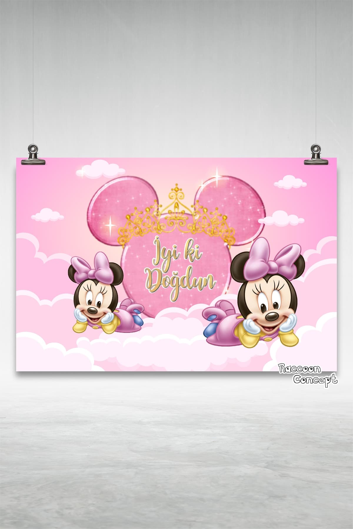 Baby Minnie Mouse Temalı Doğum Günü Afişi 2
