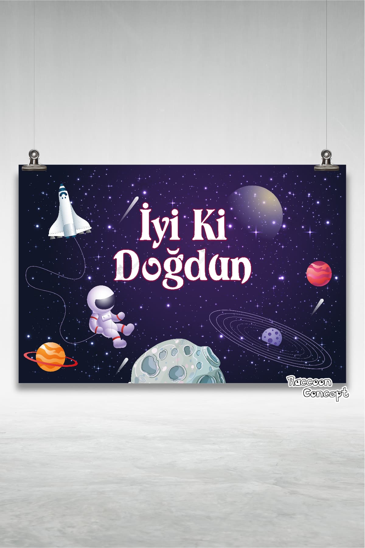 Uzay Temalı Doğum Günü Afişi 13