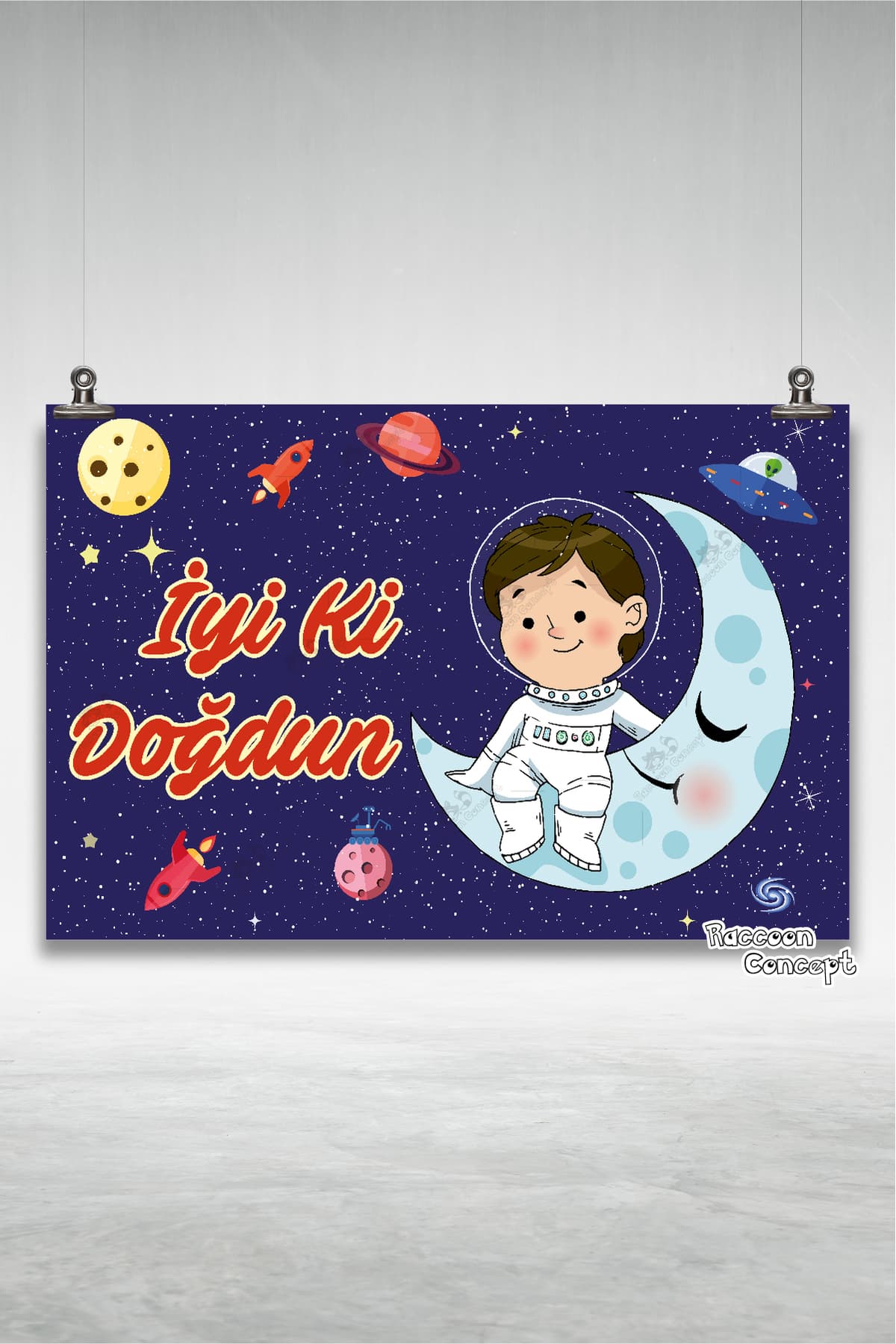 Uzay Temalı Doğum Günü Afişi 7