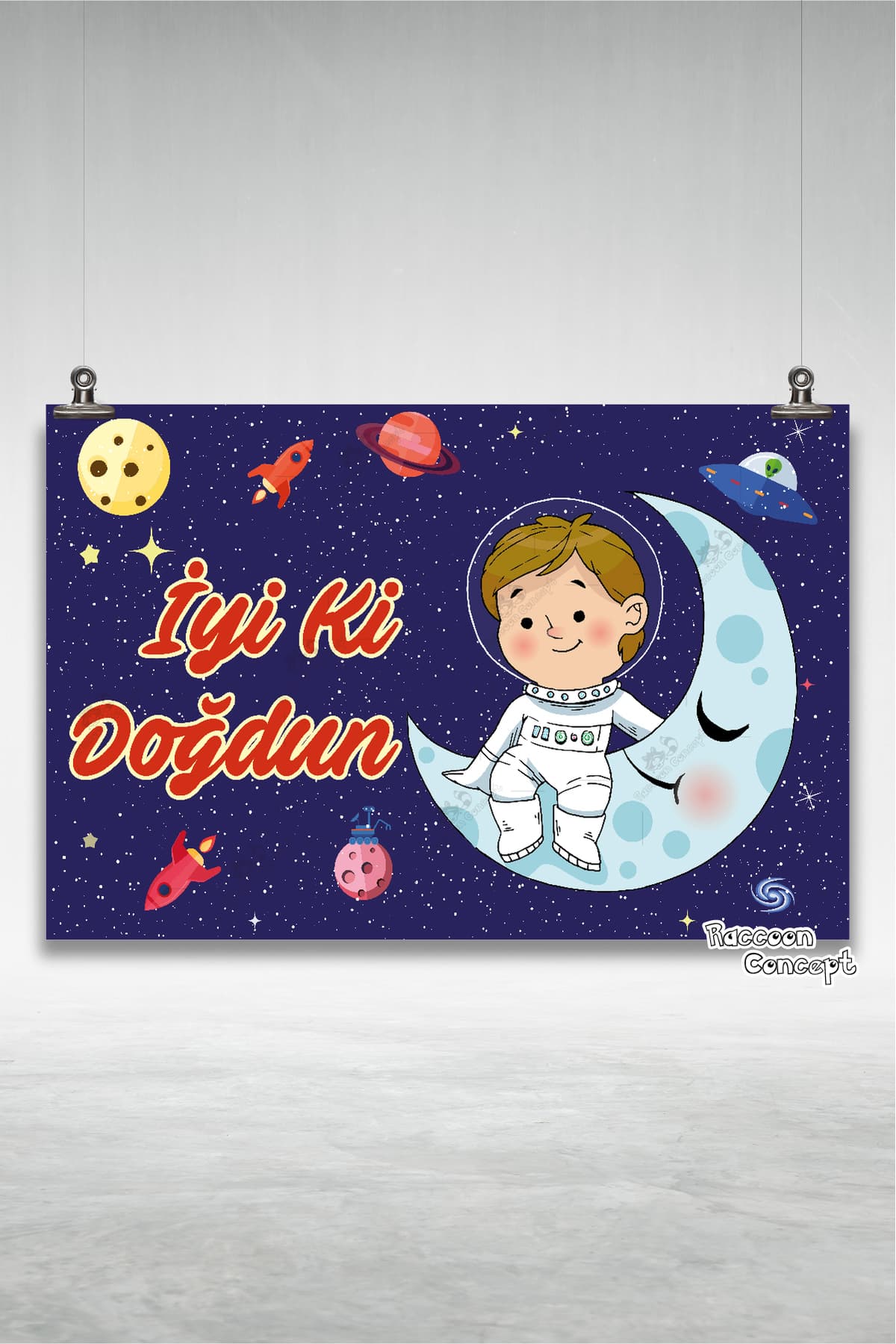 Uzay Temalı Doğum Günü Afişi 8