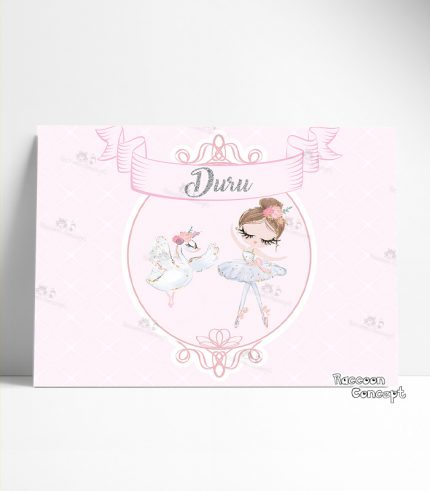 Balerin ve Kuğu Temalı Doğum Günü Afişi